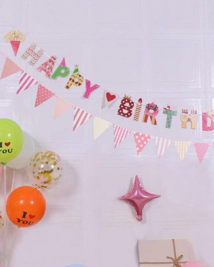 Banner Happy Birthday , Rola de Ata Inclusa, Tematica Candy