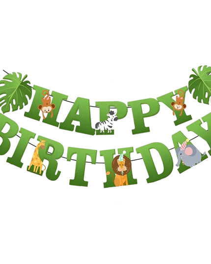 Banner Happy Birthday , Rola de Ata Inclusa, Tematica Jungle