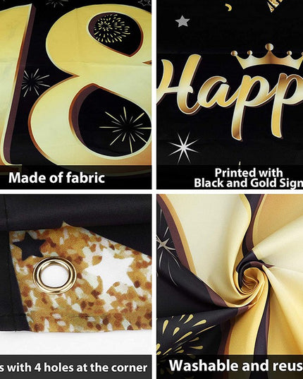 Banner pentru Petrecere, Model Happy Birthday, Tematica Majorat, Aniversare 18 Ani