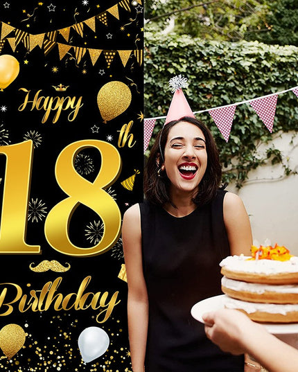 Banner pentru Petrecere, Model Happy Birthday, Tematica Majorat, Aniversare 18 Ani