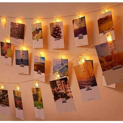 Ghirlanda Luminoasa cu 10 Clipsuri pentru Poze,cu Baterii si Telecomanda, 8 Programe, Fir