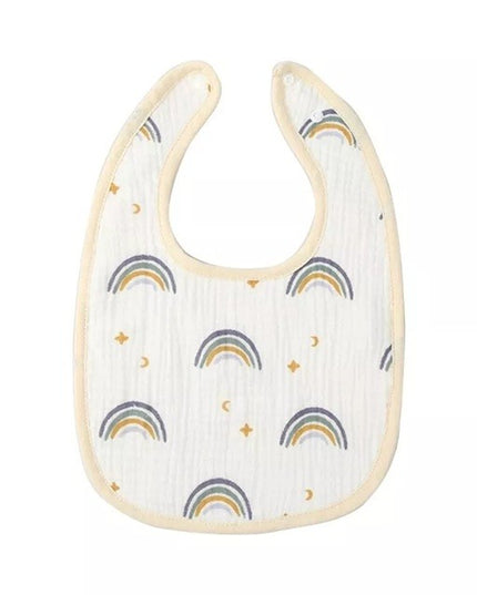 Baveta in Forma de U, din Bumbac, pentru Copii 0-12 Luni, Rezistenta la Apa, cu Capse, Model Curcubeu, 21x30 cm