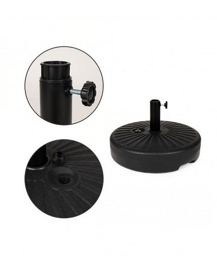 Baza umbrela din plastic rotunda, 22 litri, neagra