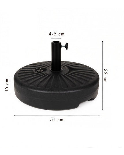Baza umbrela din plastic rotunda, 22 litri, neagra