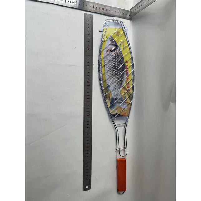 Gratar Grill Inox pentru Peste, cu Maner, de Dimensiuni Reduse, Usor de Transportat si Depozitat