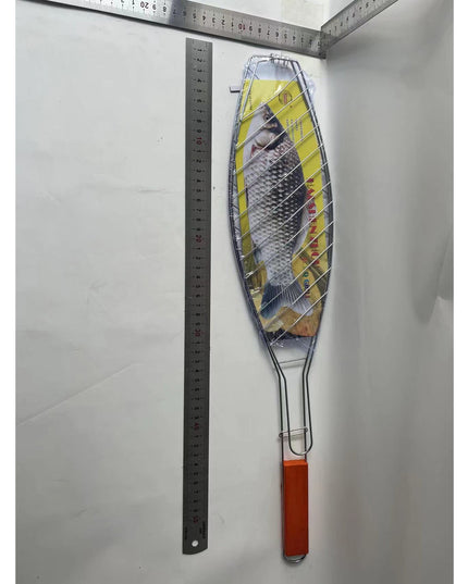 Gratar Grill Inox pentru Peste, cu Maner, de Dimensiuni Reduse, Usor de Transportat si Depozitat