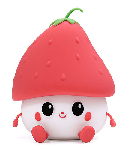 Lampa de Veghe pentru Copii, din Silicon, Senzor Tactil, Model Capsunica, Lumina Calda, Protectie pentru Ochi, Incarcare USB, Capacitate Baterie Incorporata 1200mAh, 10.8x9x12.8 cm