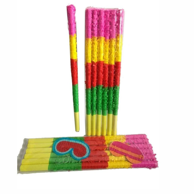 Bete pentru Pinata, din 6 Bete pentru Pinata, din Carton Rezistent decorat cu Hartie Creponata, Lunigime de