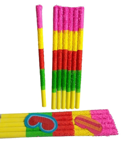 Bete pentru Pinata, din 6 Bete pentru Pinata, din Carton Rezistent decorat cu Hartie Creponata, Lunigime de