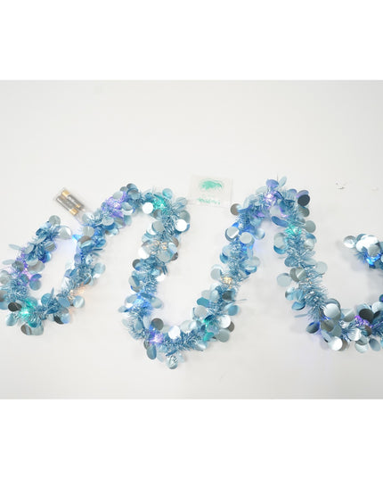 Beteala Craciun cu LED, Albastra, model cu paiete rotunde, x , PVC, Sir, Artificiala