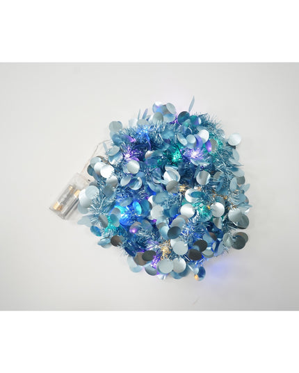 Beteala Craciun cu LED, Albastra, model cu paiete rotunde, x , PVC, Sir, Artificiala