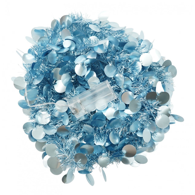 Beteala Craciun cu LED, Albastra, model cu paiete rotunde, x , PVC, Sir, Artificiala