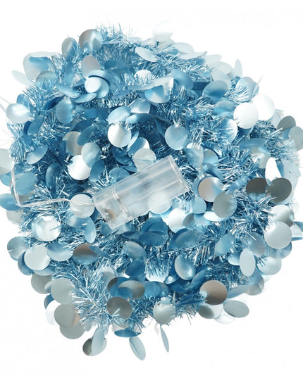 Beteala Craciun cu LED, Albastra, model cu paiete rotunde, x , PVC, Sir, Artificiala