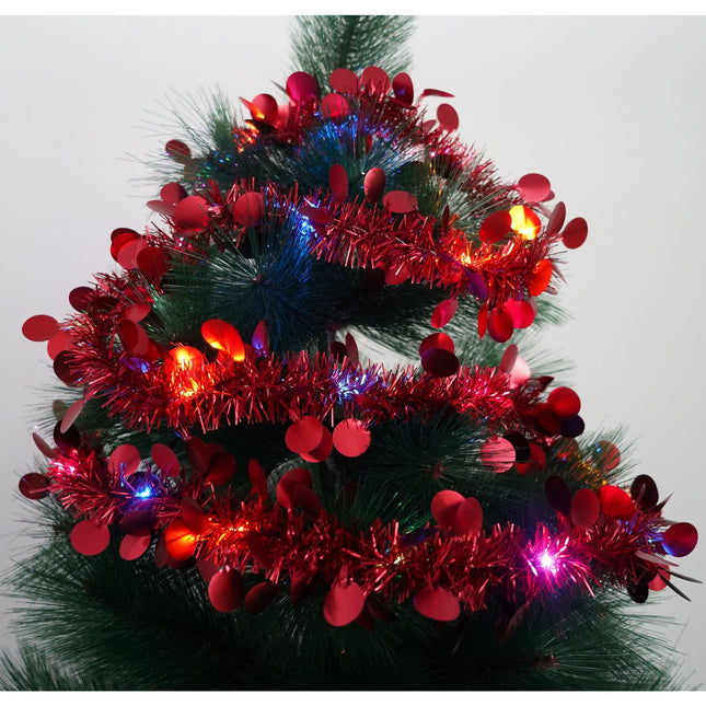 Beteala Craciun cu LED, Rosie, model cu paiete rotunde, x , PVC, Sir, Artificiala