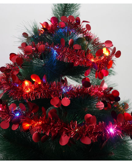 Beteala Craciun cu LED, Rosie, model cu paiete rotunde, x , PVC, Sir, Artificiala