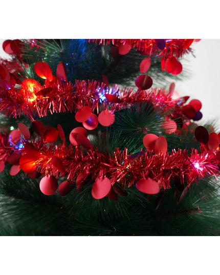 Beteala Craciun cu LED, Rosie, model cu paiete rotunde, x , PVC, Sir, Artificiala