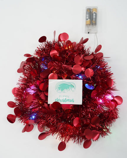 Beteala Craciun cu LED, Rosie, model cu paiete rotunde, x , PVC, Sir, Artificiala