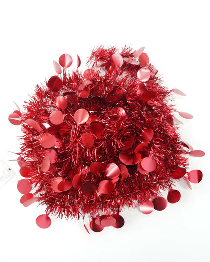 Beteala Craciun cu LED, Rosie, model cu paiete rotunde, x , PVC, Sir, Artificiala