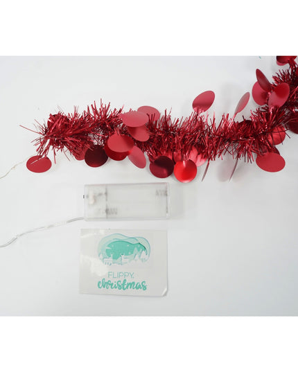 Beteala Craciun cu LED, Rosie, model cu paiete rotunde, x , PVC, Sir, Artificiala