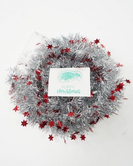 Beteala Craciun cu LED, Rosie, model cu stelute, x , PVC, Sir, Artificiala