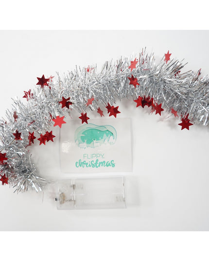 Beteala Craciun cu LED, Rosie, model cu stelute, x , PVC, Sir, Artificiala