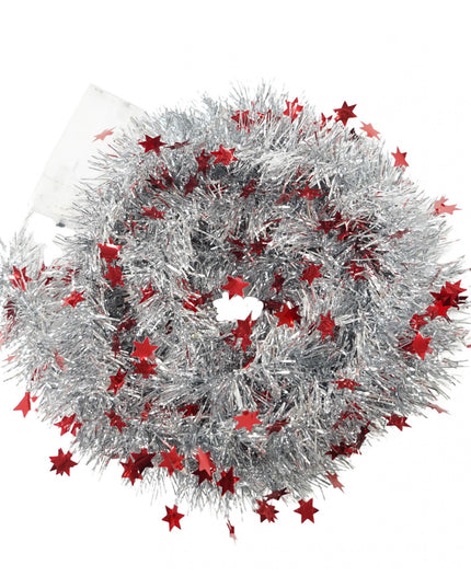 Beteala Craciun cu LED, Rosie, model cu stelute, x , PVC, Sir, Artificiala