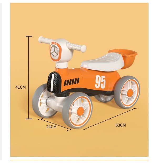 Bicicleta fara pedale pentru copii cu lumini si muzica, 4 roti, varsta 1-3 ani, material PP
