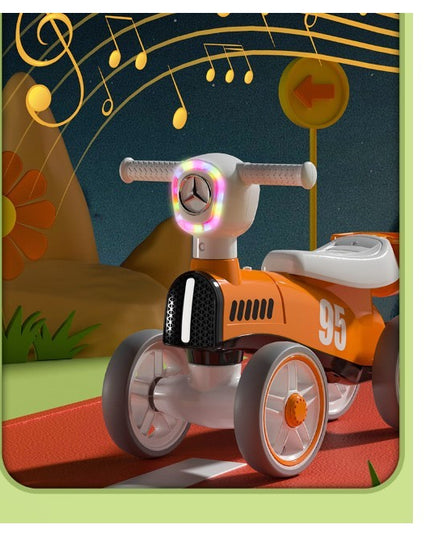Bicicleta fara pedale pentru copii cu lumini si muzica, 4 roti, varsta 1-3 ani, material PP