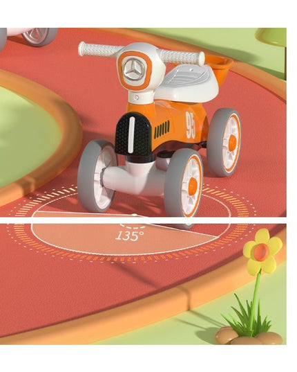 Bicicleta fara pedale pentru copii cu lumini si muzica, 4 roti, varsta 1-3 ani, material PP