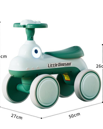 Bicicleta Pentru Copii, Fara Pedale, Cu Patru Roti, Din Plastic Rezistent, Fara BPA, Cu Muzica Si Lumini, Model Dinozaur