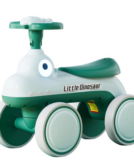 Bicicleta Pentru Copii, Fara Pedale, Cu Patru Roti, Din Plastic Rezistent, Fara BPA, Cu Muzica Si Lumini, Model Dinozaur