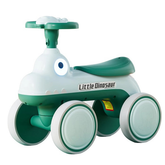 Bicicleta Pentru Copii, Fara Pedale, Cu Patru Roti, Din Plastic Rezistent, Fara BPA, Cu Muzica Si Lumini, Model Dinozaur