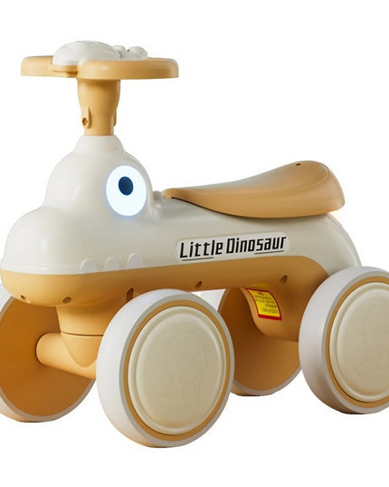 Bicicleta Pentru Copii, Fara Pedale, Cu Patru Roti, Din Plastic Rezistent, Fara BPA, Cu Muzica Si Lumini, Model Dinozaur