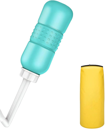 Bideu Portabil pentru Igiena Intima, pentru Postpartum/ Postoperator, 450 mL, cu Capac si Husa Galbena,Culoare Recipient