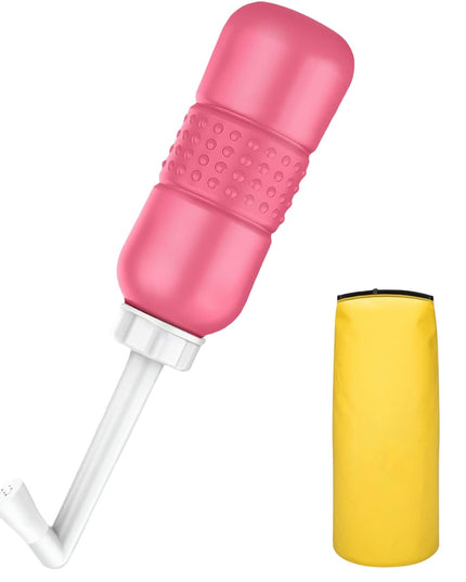 Bideu Portabil pentru Igiena Intima, pentru Postpartum/ Postoperator, 450 mL, cu Capac si Husa Galbena,Culoare Recipient