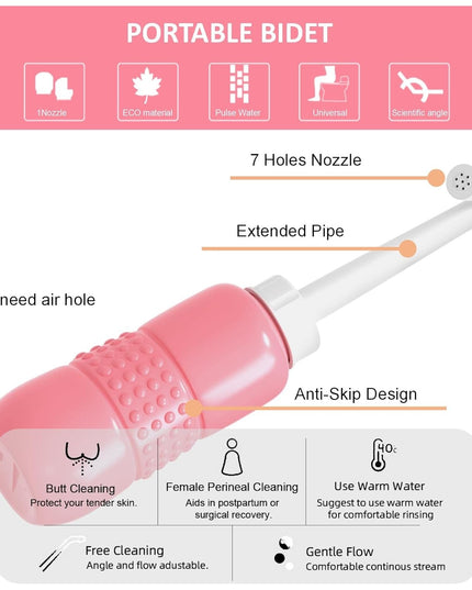 Bideu Portabil pentru Igiena Intima, pentru Postpartum/ Postoperator, 450 mL, cu Capac si Husa Galbena,Culoare Recipient