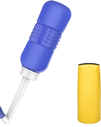 Bideu Portabil pentru Igiena Intima, pentru Postpartum/ Postoperator, 450 mL, cu Capac si Husa Galbena,Culoare Recipient