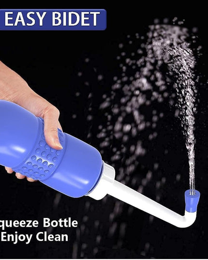 Bideu Portabil pentru Igiena Intima, pentru Postpartum/ Postoperator, 450 mL, cu Capac si Husa Galbena,Culoare Recipient