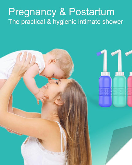 Bideu Portabil pentru Igiena Intima, pentru Postpartum/ Postoperator, 450 mL, cu Capac si Husa Galbena,Culoare Recipient