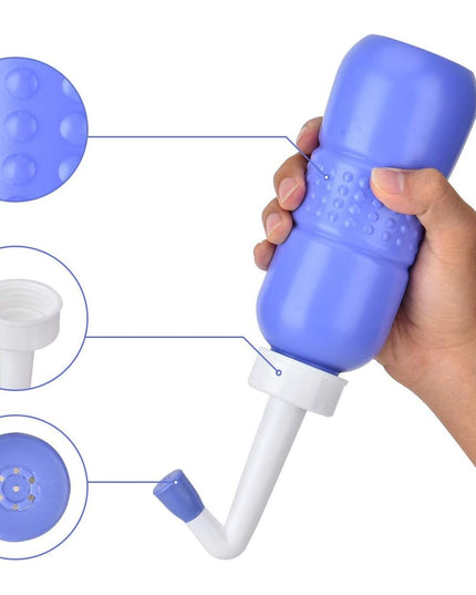 Bideu Portabil pentru Igiena Intima, pentru Postpartum/ Postoperator, 450 mL, cu Capac si Husa Galbena,Culoare Recipient