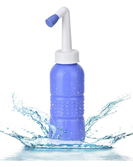 Bideu Portabil pentru Igiena Intima, pentru Postpartum/ Postoperator, 450 mL, cu Capac si Husa Galbena,Culoare Recipient