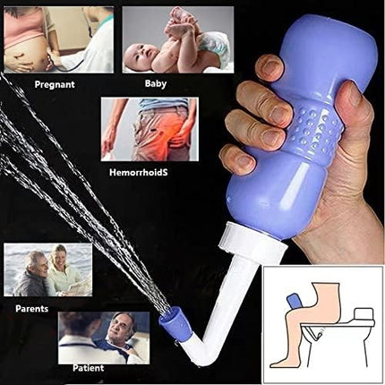 Bideu Portabil pentru Igiena Intima, pentru Postpartum/ Postoperator, 450 mL, cu Capac si Husa Galbena,Culoare Recipient