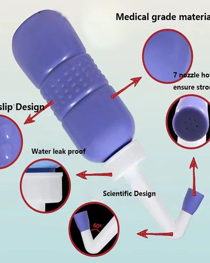 Bideu Portabil pentru Igiena Intima, pentru Postpartum/ Postoperator, 450 mL, cu Capac si Husa Galbena,Culoare Recipient