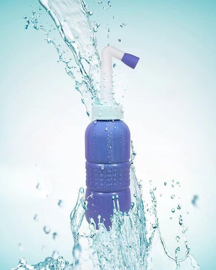 Bideu Portabil pentru Igiena Intima, pentru Postpartum/ Postoperator, 450 mL, cu Capac si Husa Galbena,Culoare Recipient