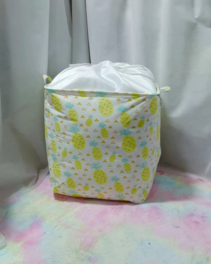 de Depozitare Pliabila, Impermeabila, cu Snur, Capacitate 100 L, cu Manere,Model Ananas