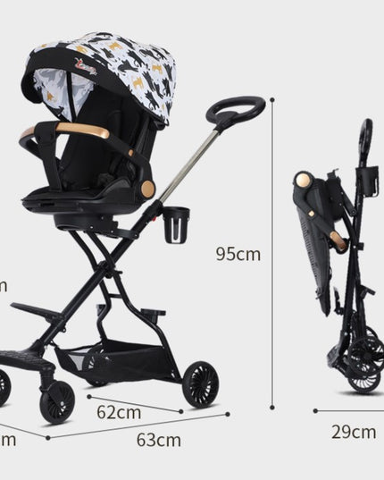 Carucior Sport 3in1, 6-36 Luni, Reversibil, Pliabil, Tavita pentru Masa, Pozitie de Somn, Centura de Siguranta, Roti 360, Suport Pahar, Copertina pentru Soare