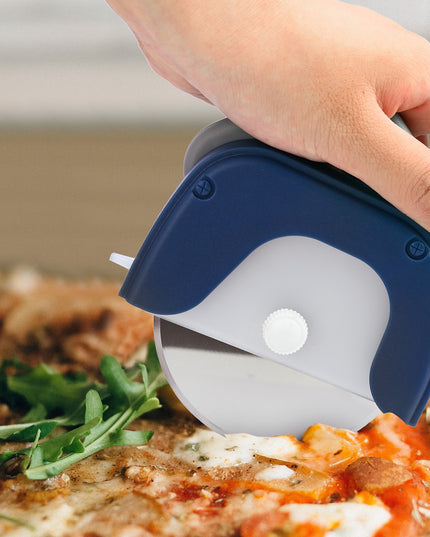 Cutit circular pentru pizza , otel inoxidabil si plastic, capc protectie lama