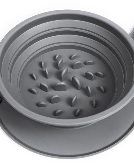 Bol Dublu pentru Animalul de Companie, din Silicon, Pliabil, Inaltime Reglabila, Antialunecare