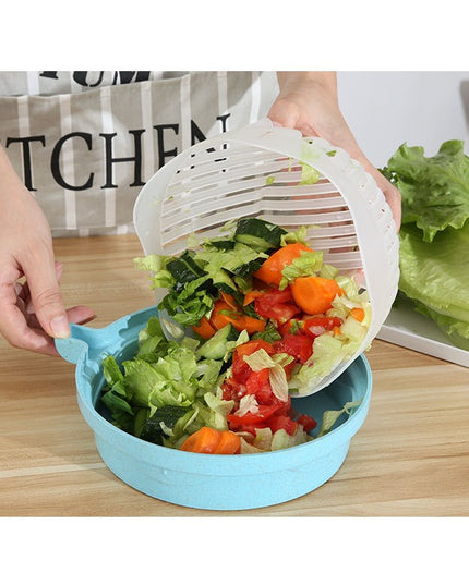 Bol Feliator pentru Salata, Castron Multifunctional pentru Legume si Fructe, pentru Spalat si Taiat Legumele, cu Scurgere si Tocator, Ergonomic, Protectie pentru Maini