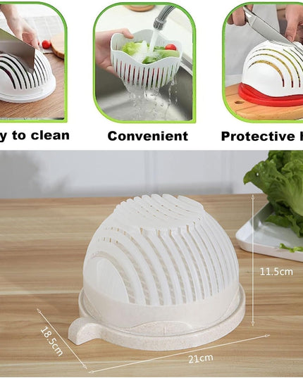 Bol Feliator pentru Salata, Castron Multifunctional pentru Legume si Fructe, pentru Spalat si Taiat Legumele, cu Scurgere si Tocator, Ergonomic, Protectie pentru Maini